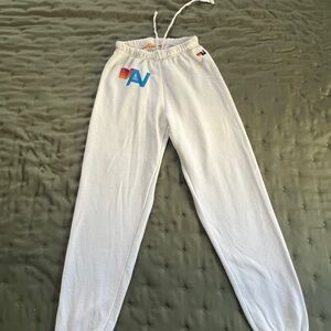 Aviator Nation White Sweatpants with logo Size S - small stains in leg.